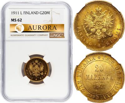 20 марок 1911 года L Для Финляндии