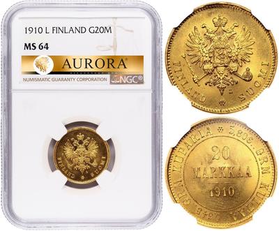 20 марок 1910 года L Для Финляндии