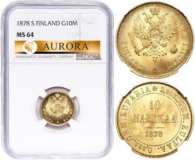 10 марок 1878 года S Для Финляндии