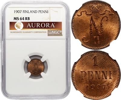 1 пенни 1907 года  Для Финляндии