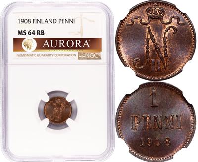 1 пенни 1908 года  Для Финляндии