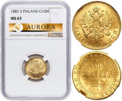 10 марок 1882 года S Для Финляндии