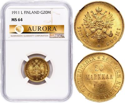 20 марок 1911 года L Для Финляндии