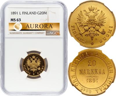 20 марок 1891 года L Для Финляндии