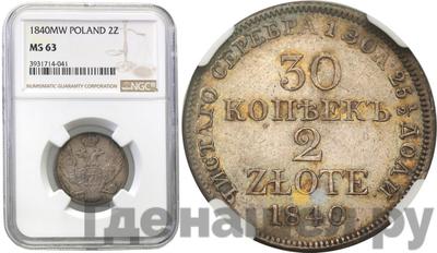 30 копеек - 2 злотых 1840 года