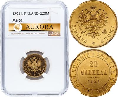 20 марок 1891 года L Для Финляндии