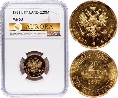 20 марок 1891 года L Для Финляндии