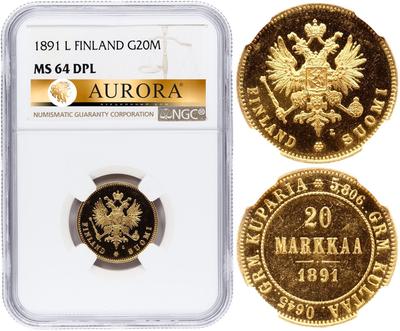 20 марок 1891 года L Для Финляндии