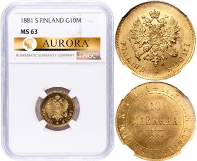 10 марок 1881 года S Для Финляндии
