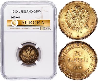 20 марок 1910 года L Для Финляндии