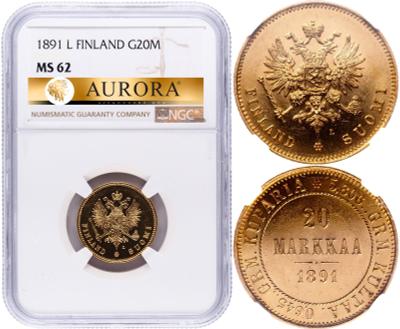 20 марок 1891 года L Для Финляндии