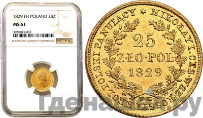25 злотых 1829 года FH Для Польши