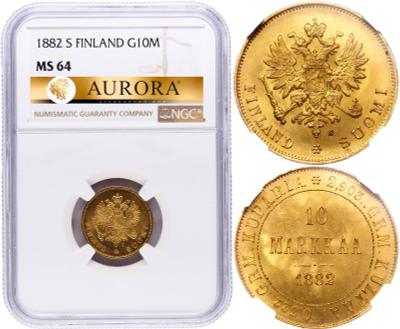 10 марок 1882 года S Для Финляндии