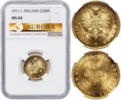 20 марок 1911 года L Для Финляндии