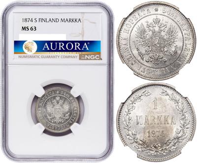 1 марка 1874 года S Для Финляндии