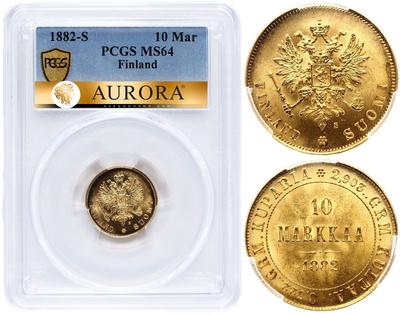 10 марок 1882 года S Для Финляндии