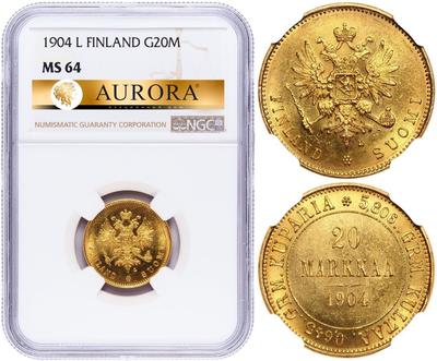 20 марок 1904 года L Для Финляндии