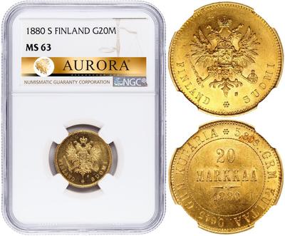 20 марок 1880 года S Для Финляндии