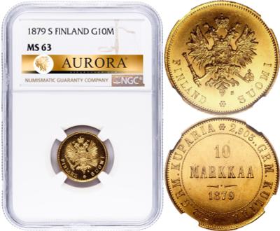 10 марок 1879 года S Для Финляндии