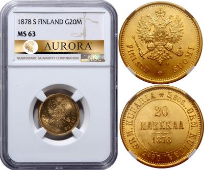 20 марок 1878 года S Для Финляндии