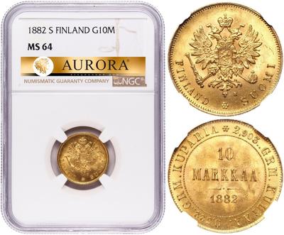 10 марок 1882 года S Для Финляндии