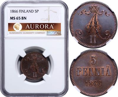 5 пенни 1866 года  Для Финляндии