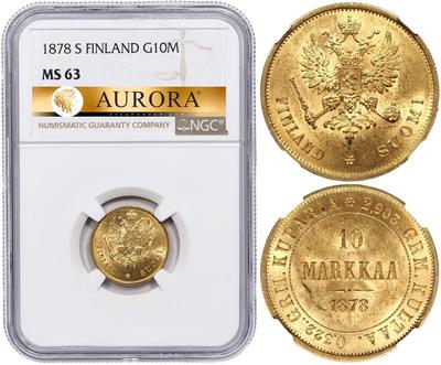 10 марок 1878 года S Для Финляндии
