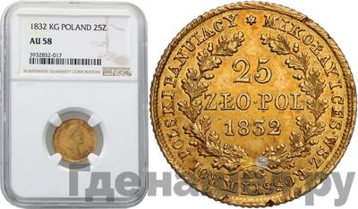 25 злотых 1832 года KG Для Польши