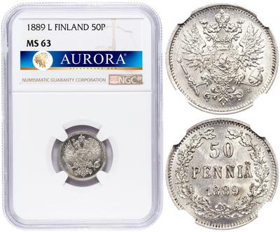 50 пенни 1889 года L Для Финляндии