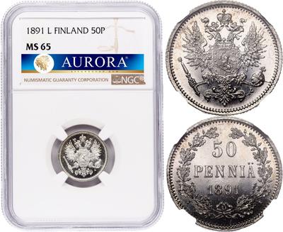 50 пенни 1891 года L Для Финляндии