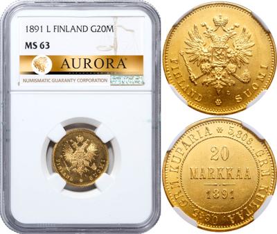 20 марок 1891 года L Для Финляндии
