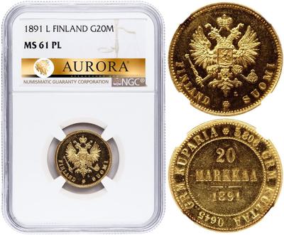 20 марок 1891 года L Для Финляндии