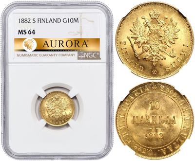10 марок 1882 года S Для Финляндии