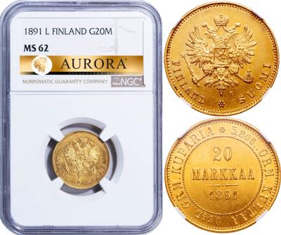 20 марок 1891 года L Для Финляндии