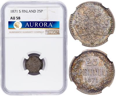 25 пенни 1871 года S Для Финляндии