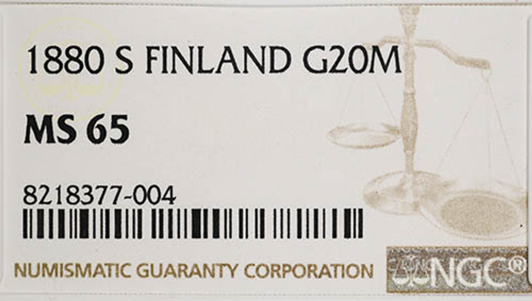 20 марок 1880 года S Для Финляндии