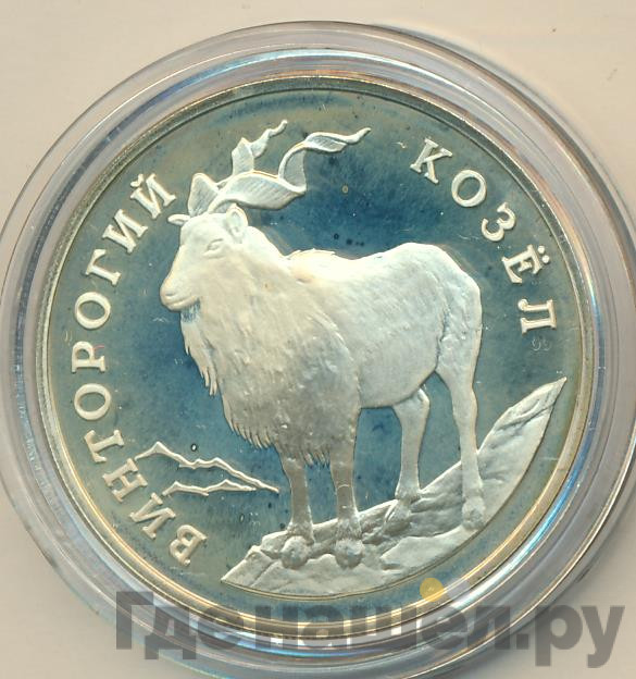 1 рубль 1993 года ЛМД Красная книга - Винторогий козёл