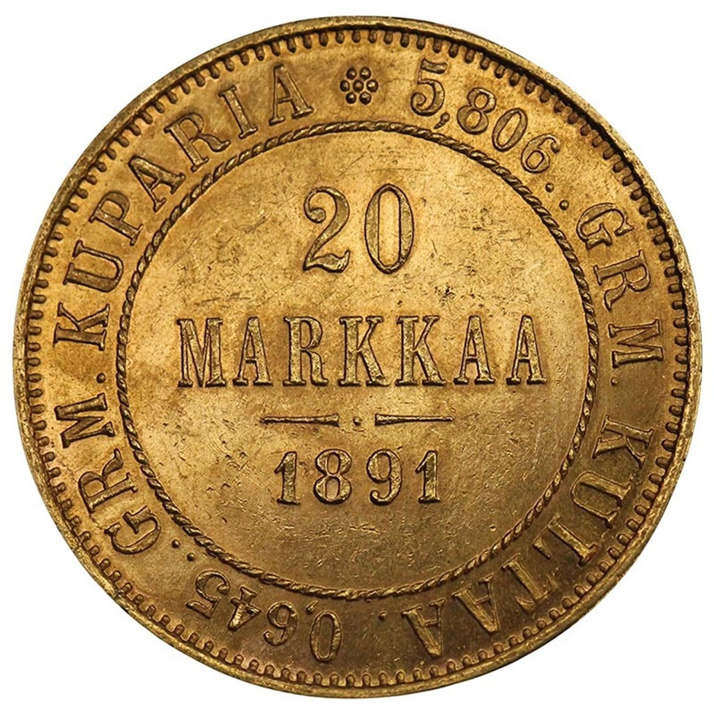 20 марок 1891 года L Для Финляндии