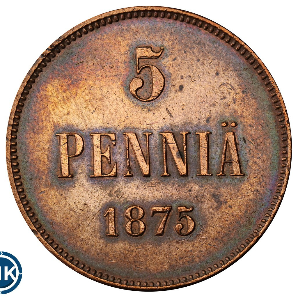 5 пенни 1875 года Для Финляндии
