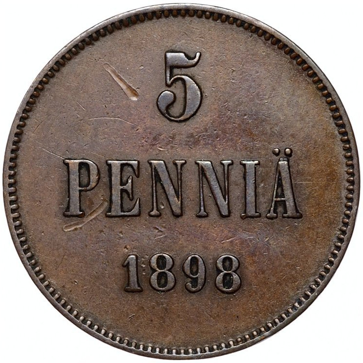5 пенни 1898 года Для Финляндии