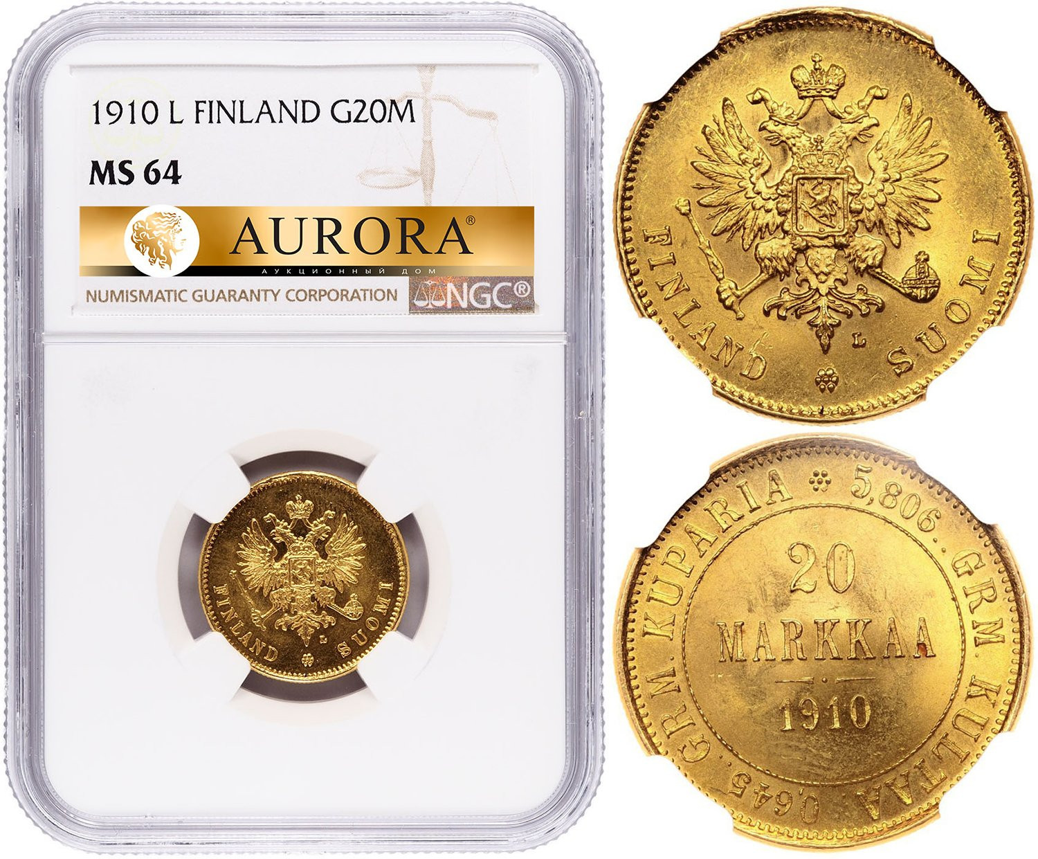 20 марок 1910 года L Для Финляндии