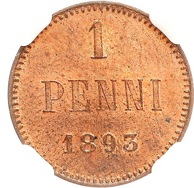 1 пенни 1893 года Для Финляндии