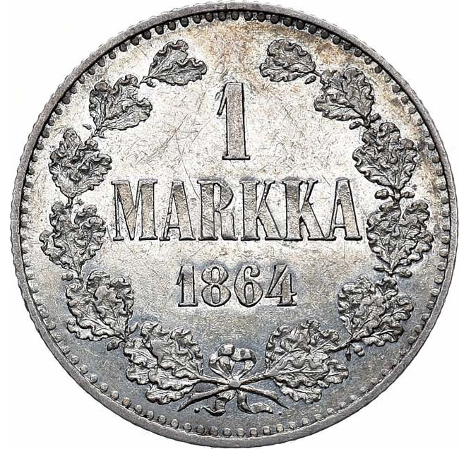 1 марка 1864 года S Для Финляндии