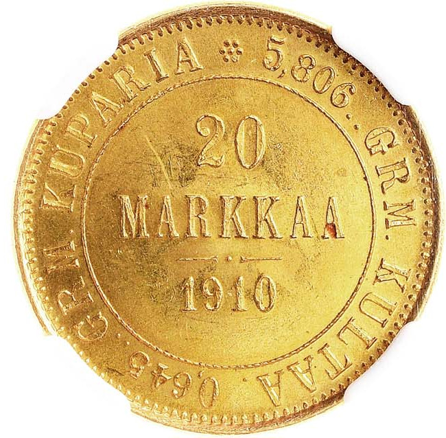 20 марок 1910 года L Для Финляндии