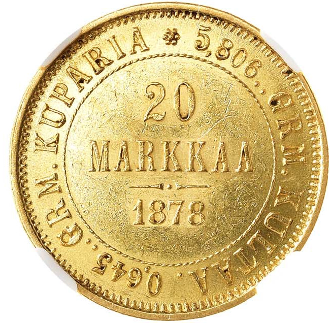 20 марок 1878 года S Для Финляндии