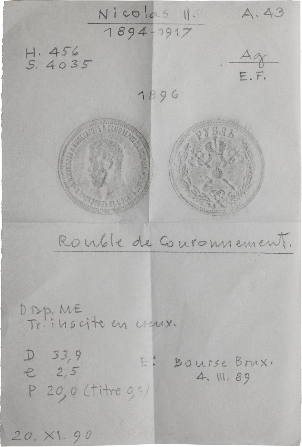 1 рубль 1896 года АГ Коронация Николая 2