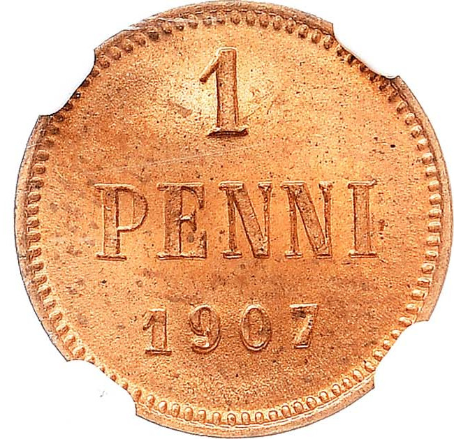 1 пенни 1907 года Для Финляндии