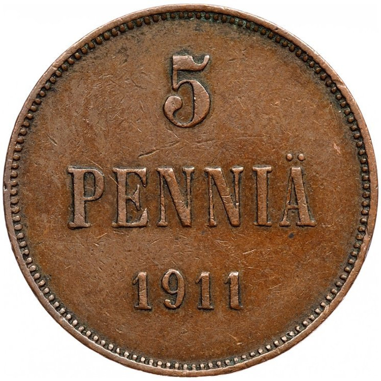 5 пенни 1911 года Для Финляндии