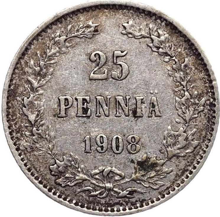 25 пенни 1908 года L Для Финляндии