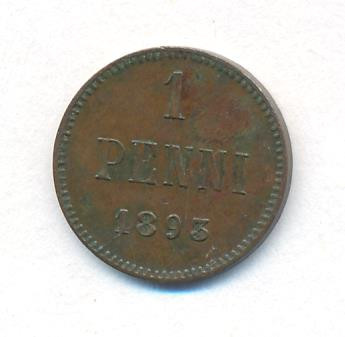 1 пенни 1893 года Для Финляндии